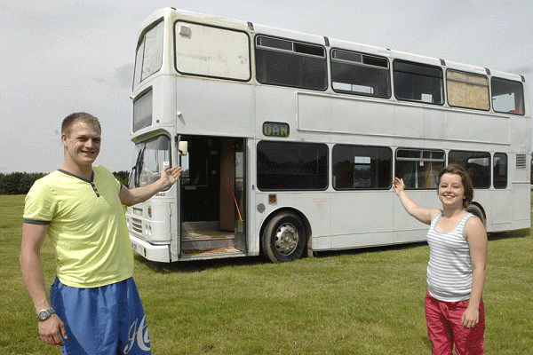 Double Decker bus home in Dublin, Ireland