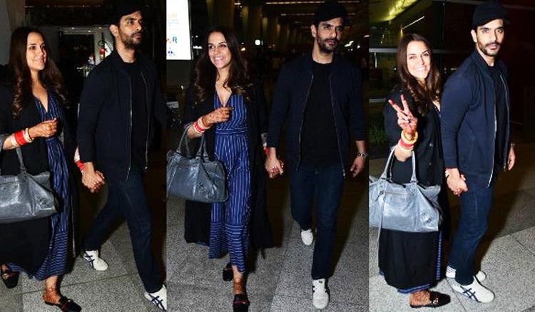 Neha Dhupia and Angad Bedi leaves for their honeymoon