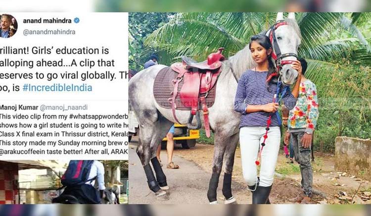 Schoolgirl rides horse to exam hall