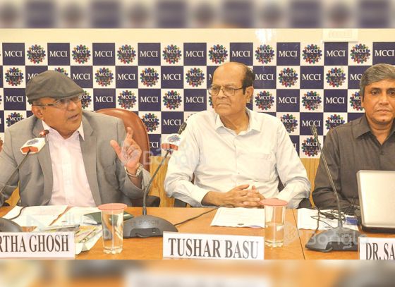 Prof. Partha Ghosh, International Strategy Expert;  Tushar Basu, chairman, HRD Standing Committee, MCCI &  Dr Saikat Maitra, Vice Chancellor, Maulana Abul Kalam Azad University of Technology - MAKAUT