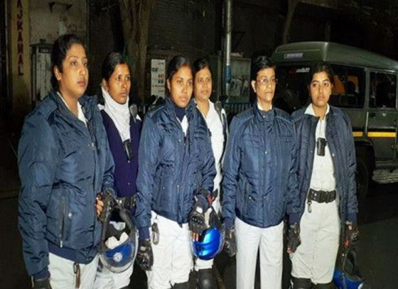 Female officers on patrol at night