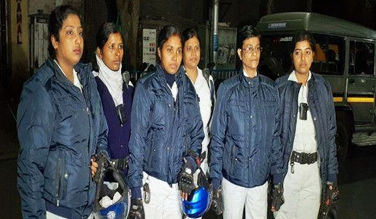 Female officers on patrol at night