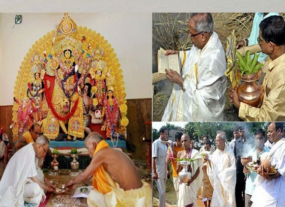 প্রণব মুখোপাধ্যায় ছাড়া অসম্পূর্ন মিরিটি গ্রামের মা দুর্গার আরাধনা