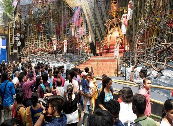 Durga Puja's Grand Commencement: Kolkata Immersed in Festive Fervor